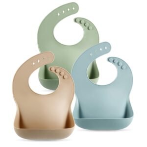 Baby Set of 3 Silicone Baby Bibs Waterproof, Soft, Unisex